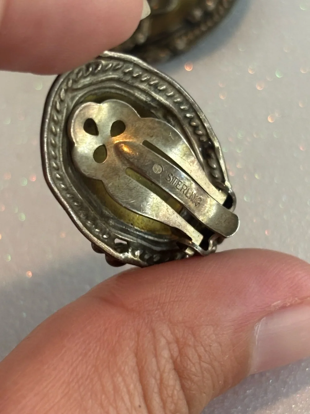 Vintage Two-Tone Artisan Sterling and Brass Clip Earrings